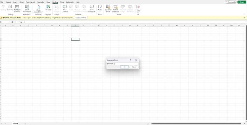 unprotect excel sheet