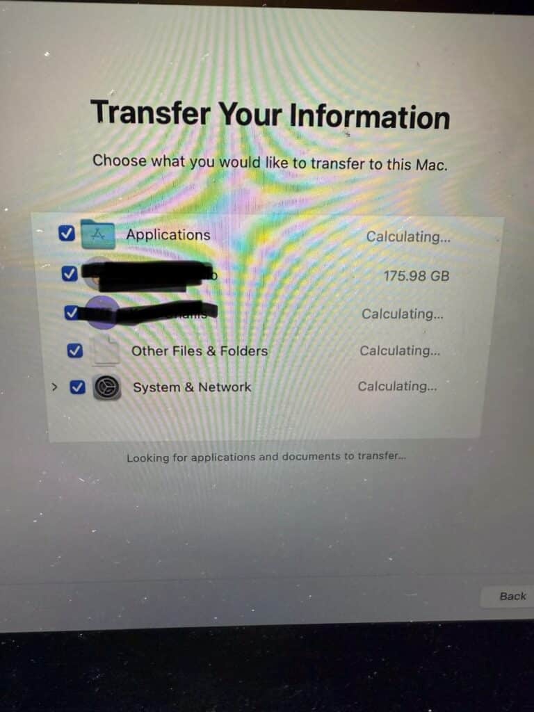 picture showing the transfer of information back to an iMac in Prahran after replacing its HDD