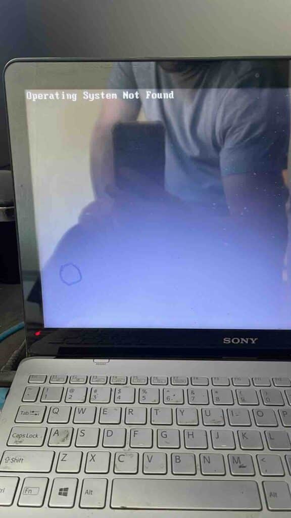 sony laptop with operating system not found error